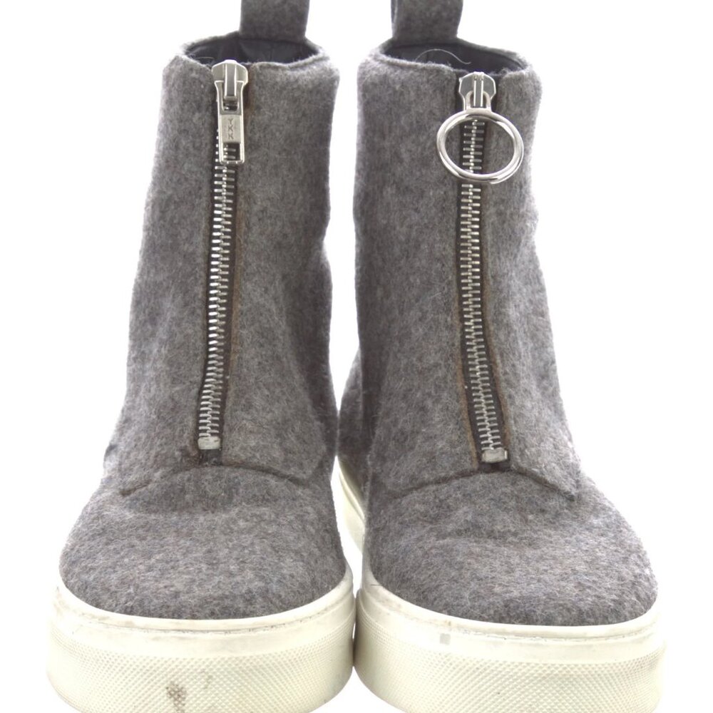 CELINE Gray Wool Wedge Zipper Booties (EU 36, SIZE 6)